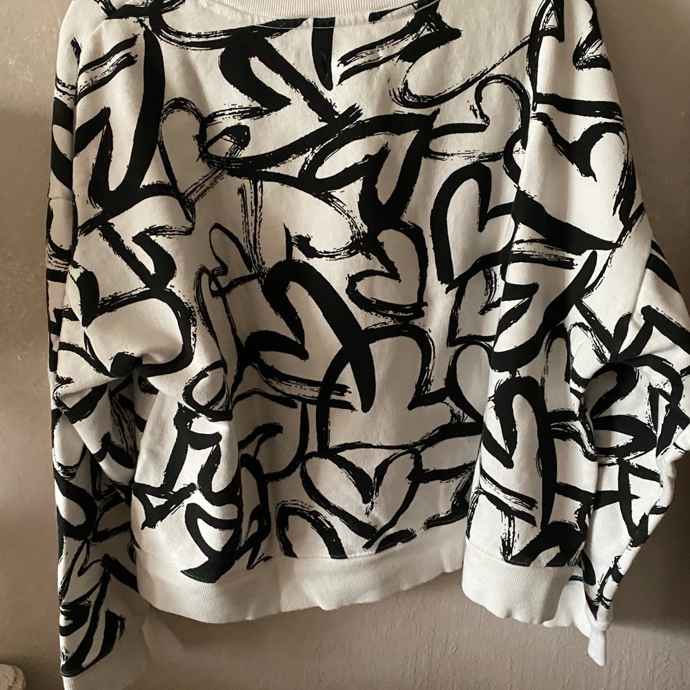 Anthropologie Black and White Heart Print Sweater